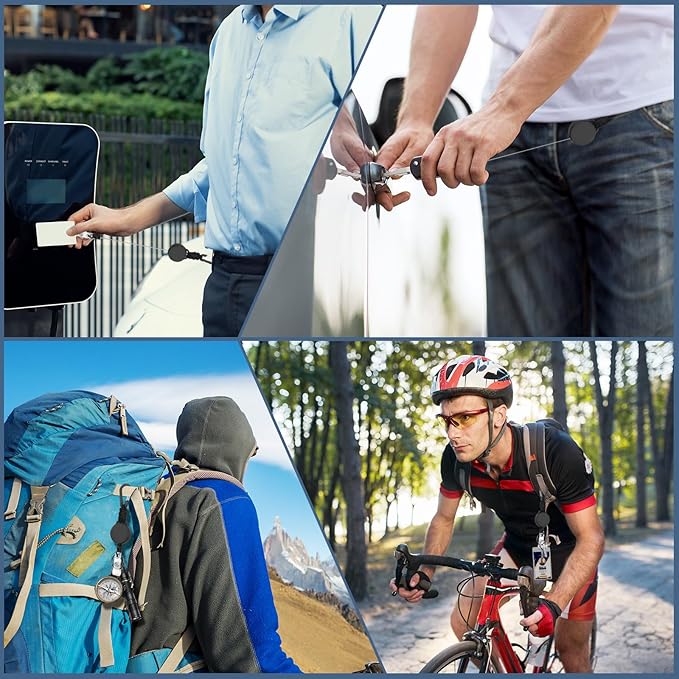 Retractable Keychain 4 Pack Heavy Duty Key Rings Retractable Lanyard Badge Holder with Steel Cord Carabiner ID Holder Lanyard Retractable Key Fob Key Ring