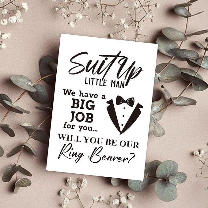 Set of 2 Ring Bearer Proposal Card, Will You Be Our Ring Bearer Card, Ring Bearer Request Card with Matching Envelopes.