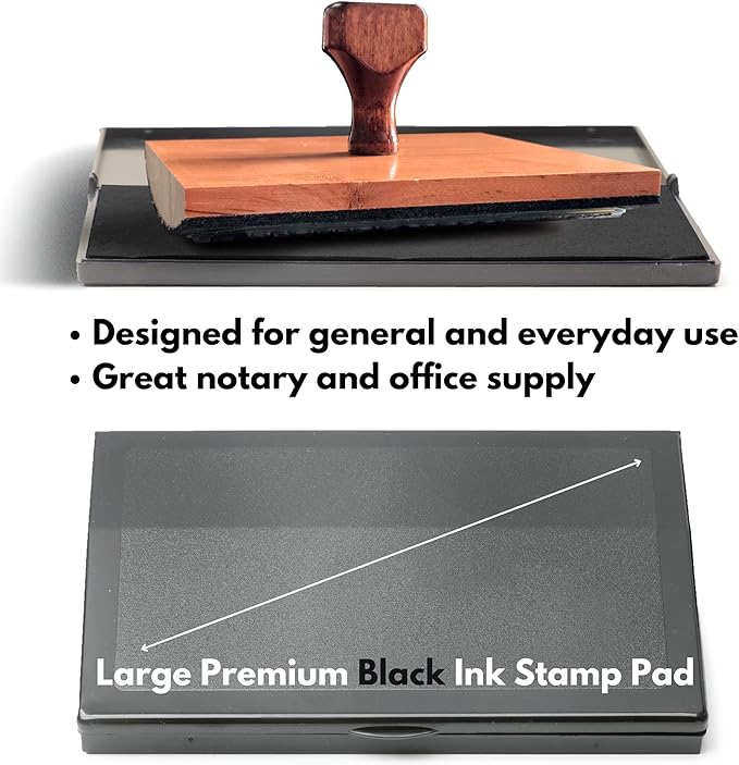 Ink Pad for Rubber Stamps, Stamp Pad for Clear Impression Stamping, Quality Felt Pad Black Ink, Red Ink, Blue Ink (Black, L (3.5 * 6.3))