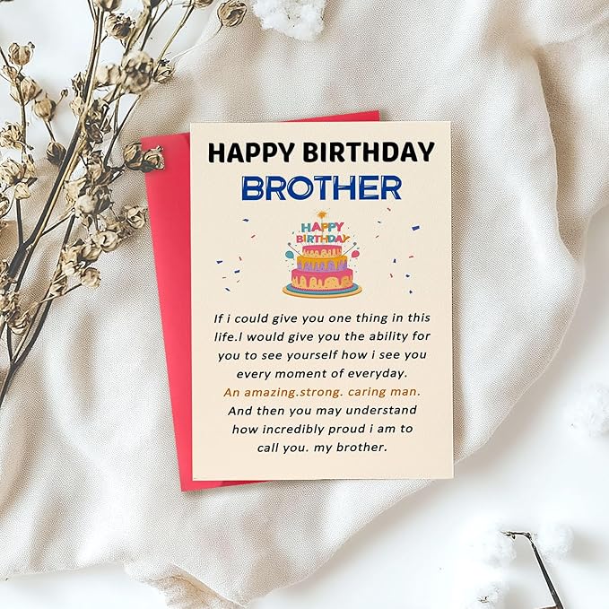 Funny Birthday Card for Brother, Happy Brother Birthday Card, Humorous Bro Bday Gift Cards, Brother Birthday Gifts from Sister