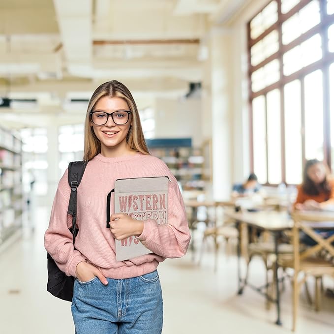 VNWEK Book Sleeve,Pink Western Book Sleeve Book Covers Book Protector Pouch with Zipper,Teen Girls Cowgirl Gifts,Gifts for Book Lovers Readers,Book Cover for Paperback 9.4x12.1 Inch