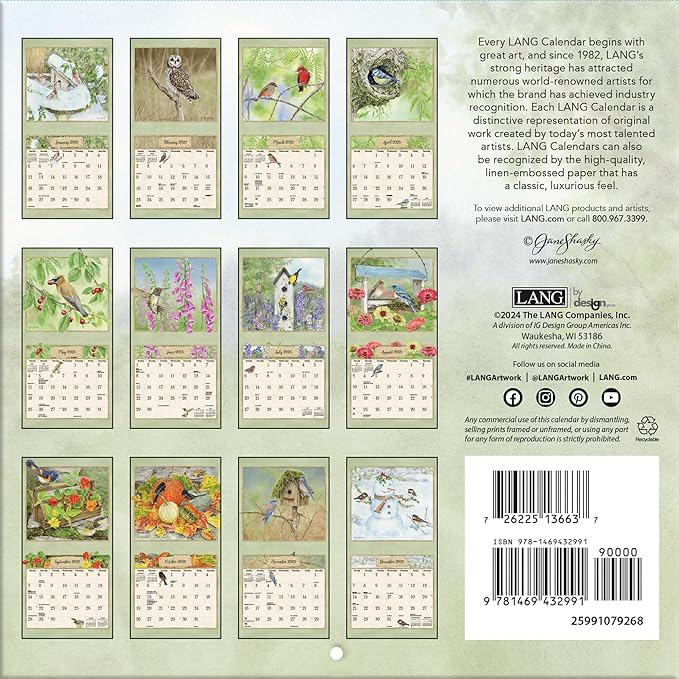 LANG Birds In The Garden 2025 Mini Wall Calendar (25991079268)