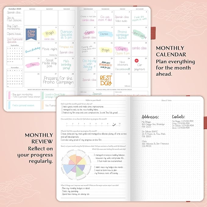 Legend Planner PRO Dated Jan 2025-Jan 2026 – Deluxe Weekly & Daily Organizer with Time Slots. Appointment Book Journal for Work & Time Management, A4 Hardcover (Rose Gold)