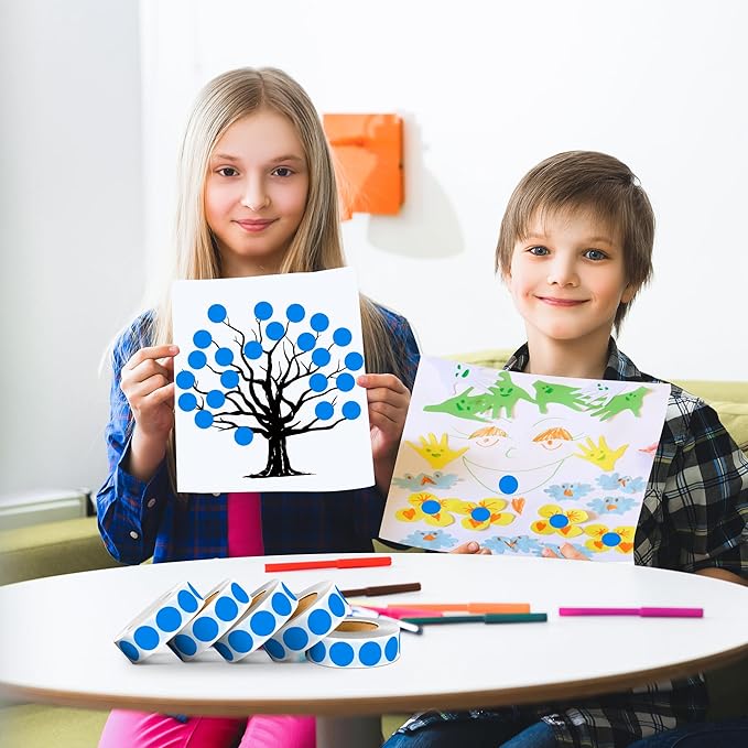 PARLAIM 0.75 inch Diameter Colored Dot Stickers 4 Rolls Pack 4000pcs Blue Round Label Color Coding Marking Stickers Permanent Adhesive for Garage Sale