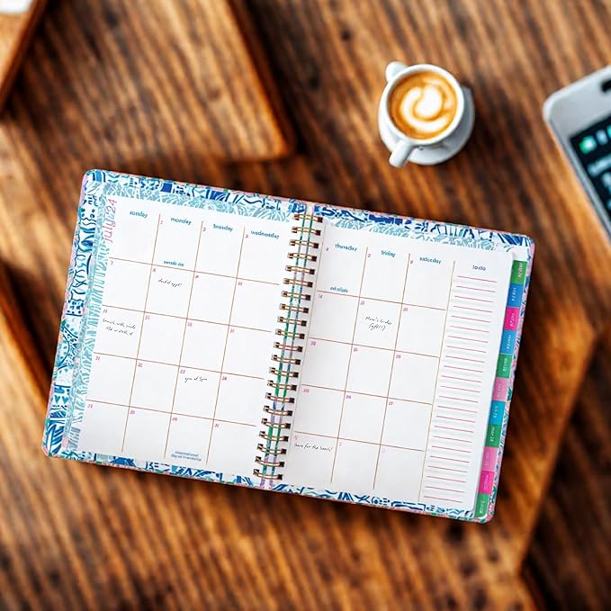 Lilly Pulitzer 11.25" x 9.25" 12 Month Teacher Planner with Stickers, Pocket, and Pages for Notes, Contacts, Passwords, Monthly & Weekly Spreads, Hardcover, Secret Escape