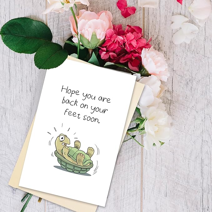 Funny Turtle Inspired Get Well Card, Friend Surgery Recovery Gift, Cute Encouragement Card for Him Her, Cheer Up After Operation Card
