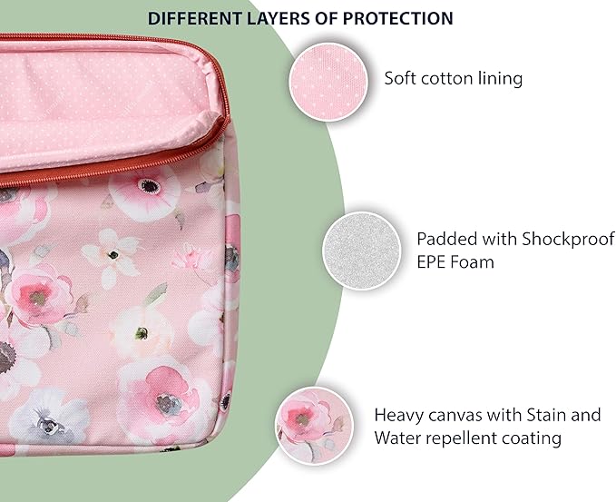 Maison d'Hermine Laptop Bag upto 13.5 inch Stain and water repellent Cotton canvas - Romantic Poppy