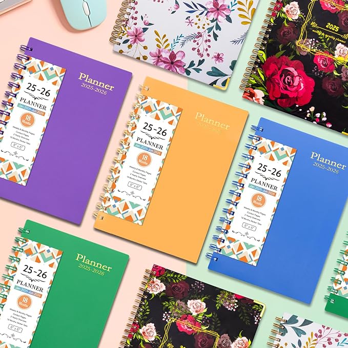 Monthly Planner 2025-2026 – Jan 2025 - Jun 2026, Academic Planner 2025-2026 Weekly, School Planner with Flexible Cover, Premium Thick Paper for School Work Office 5.7" x 8.2" – Orange