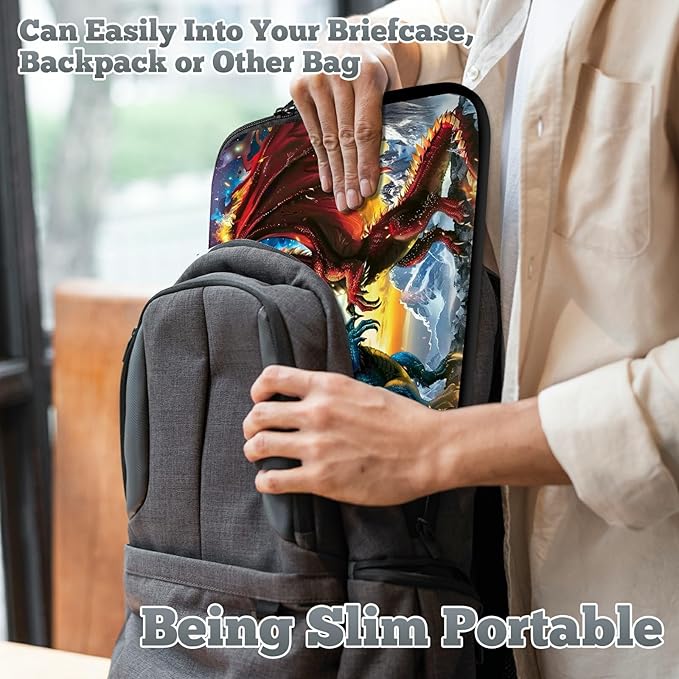 Laptop Sleeve Case Bag 15 inch, Blue Red Dragons Slim Carrying Case Durable Handbag Travel Laptop Bag for 15 inch MacBook Air M3/M2/15 Pro/Surface Laptop 7/6/5/4/3/ Dell XPS 15 Plus