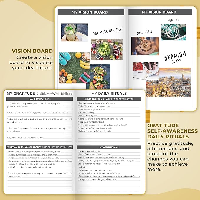 Clever Fox Dated Planner 2025-2026 – Weekly Life Planner Notebook for Goal Setting & Time Management – Planner with Habits Tracker, to-do List & Dated Pages – A5, Lasts 1 Year Amber Yellow)