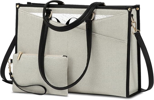 LOVEVOOK Laptop Bag for Women, 15.6 inch Laptop Tote Work Bag Cancas Casual Handbag for Travel Lightweight Shoulder Bag,Jacquard