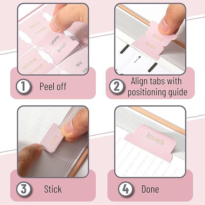Mr. Pen- Bible Tabs, 75 Tabs, Pink Shades, Laminated Bible Tabs for Women and Men, Bible Tabs for Study Bible, Bible Index Tabs, Bible Book Tabs, Bible Labels Tabs, Mr Pen Bible Tabs
