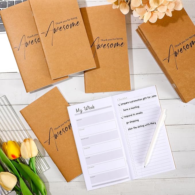 Yeaqee 50 Pcs Undated Weekly Planners Bulk Inspirational to Do List Weekly Goals Notepads Thank You Traveler Journal Team Appreciation Gift for Employee Staff Coworkers Christmas(Thank You)