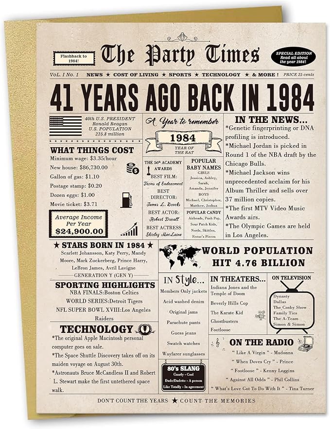 Happy 41st Birthday Card for Women Men, Funny 41 Year Old Birthday Gift Card for Husband Wife Him Her, Retro 41 Bday Decorations Ideas