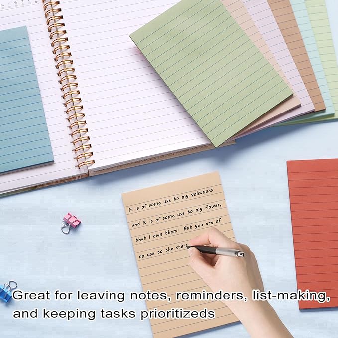 9 Pack Lined Sticky Notes 4X6 in Post Sticky Notes with Lines, 9 Aesthetic Vintage Sticky Note Large Neutral Ruled Post Sticky Super Sticking Power Pads, School Office Desk Accessories (Vintage)