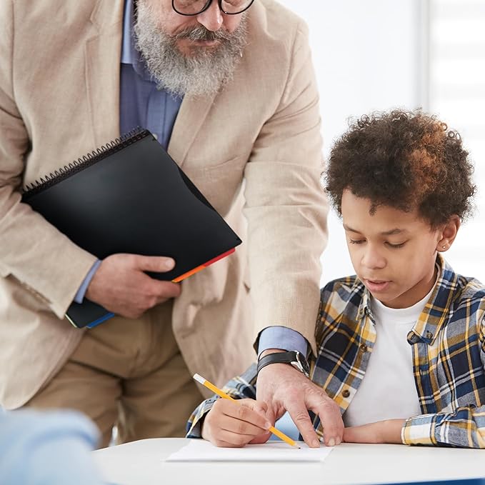 Samsill 10 Pocket Poly Organizer with 5 Dividers,File Folders Letter Size,Customizable Front Cover,Inner Zipper Pouch,Erasable Write-On Tabs in Assorted Colors,Plastic Folder with Pockets