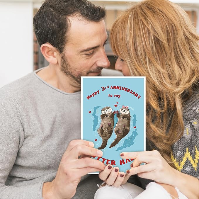 Happy 3rd Anniversary Card Gift for Husband,Wife,Romantic Third Anniversary Card for Boyfriend or Girlfriend,Lovely Three Year Wedding Anniversary Card for Women Men Him Her