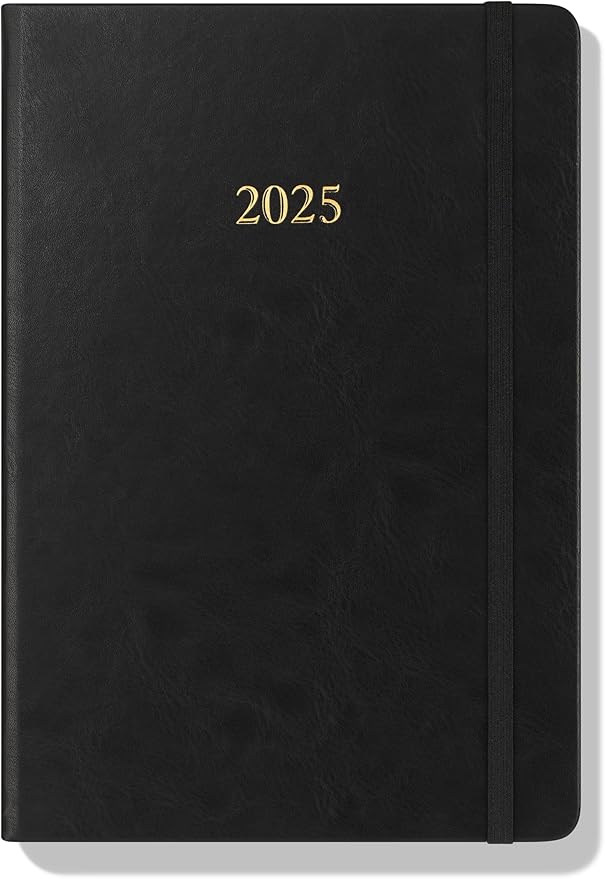 Wykeham's Executive 2025 Daily Journal Planner – Customization Available (Black, 8.5"×5.5")