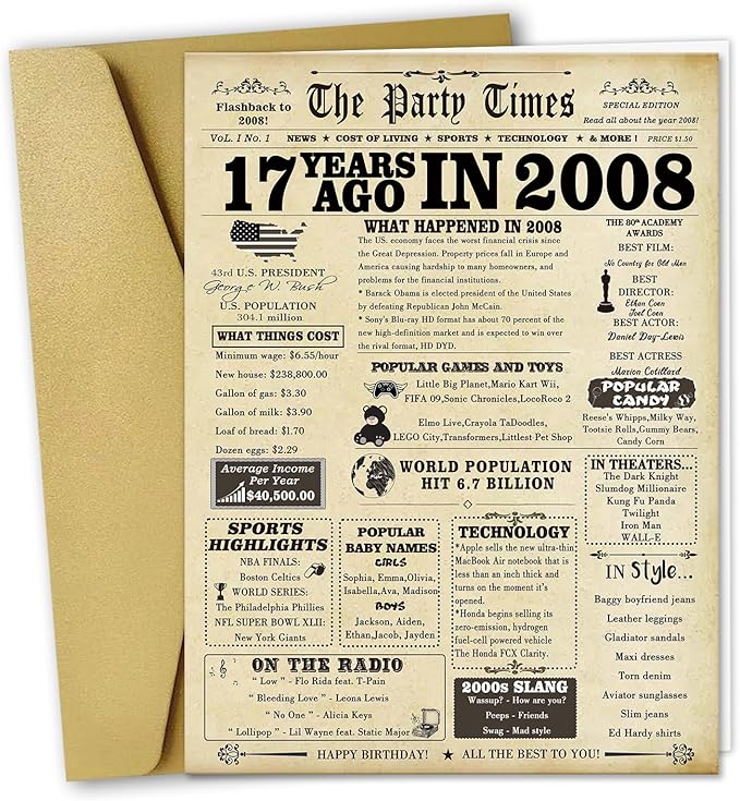 Happy 17th Birthday Gift for Girls Boys, Funny 17 Year Old Bday Greeting Card for Him Her, Unique 17th Birthday Decoration for Daughter Son