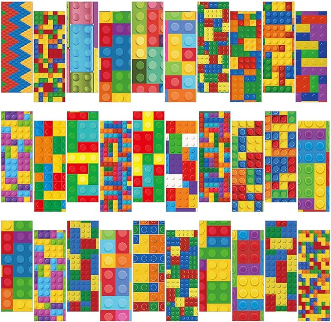 120 Pieces Bookmarks for Kids Set Book Marks Gifts for Kids Inspirational Motivational Paper Bookmark Pack for Book Lovers Adults Teacher Women Funny Reading Gift(Building Block)