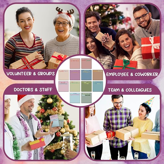 Yinder 24 Pcs Employee Appreciation Sticky Notes Thank You Gifts Bulk Note Pads with Sayings Teacher Gift Mini Pocket Inspirational Notepads for Coworker Office Supply 3 x 3'' (Classic,Thanks)