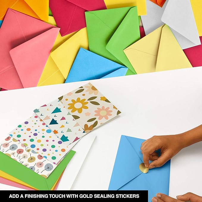 Dessie 100 Unique Blank Cards With Envelopes 4x6 - All Occasion Blank Greeting Cards w/Colored Envelopes & Gold Seals. No Repetition. Note Cards with Envelopes Set