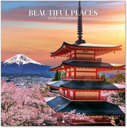 Beautiful Places Wall Calendar 2025 12" x 12" FSC® Plastic Free - Starts Week On Sunday | Square Wall Calendar | Family Planner Calendar 2025 | Travel Calendar 2025
