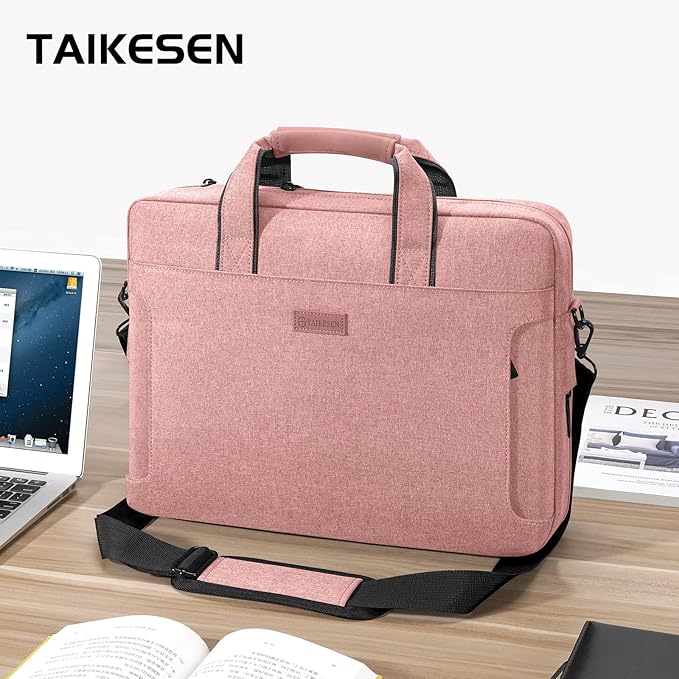 Laptop Shoulder Bag, 13-13.3-14-15-15.4-15.6-16-17.3-18 Inch Laptop/Tablet, Water-Repellent Fabric, Business for Men Women (15-16 inch, Pink)