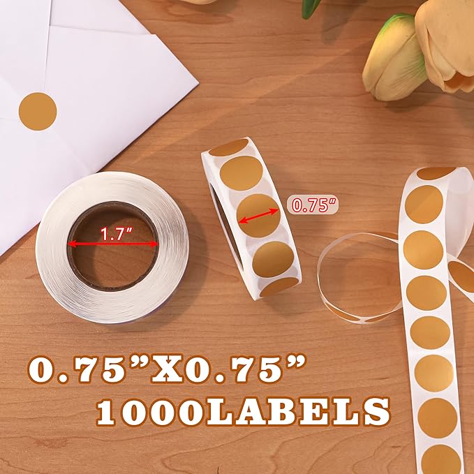 PARLAIM 0.75" Round Color Coding Circle Dot Labels in Roll, 1000 Stickers per Dispenser Box, 3/4 inch Diameter for Office and Business, Gold