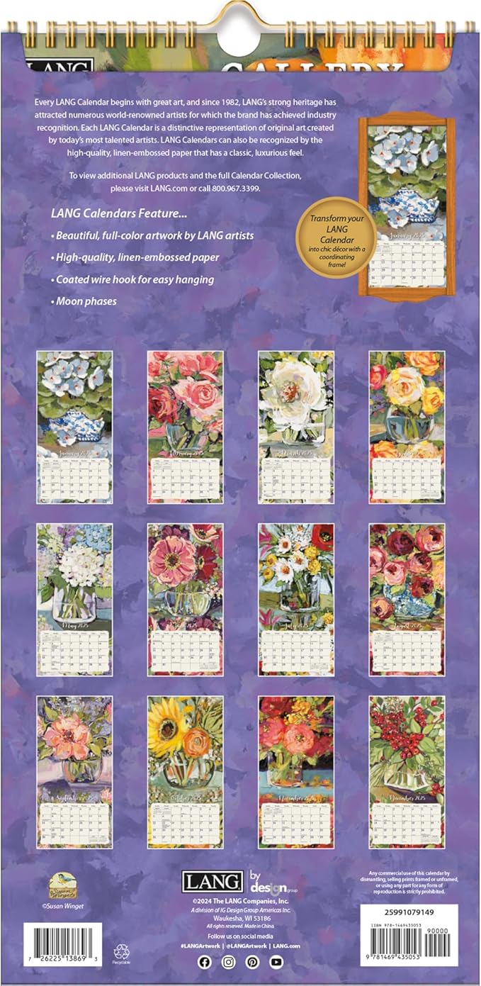 LANG Gallery Florals 2025 Vertical Wall Calendar (25991079149)