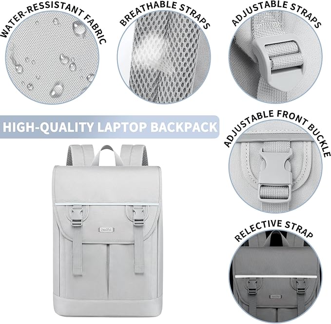 Laptop Backpack for Women, 15.6 Inch Expandable Wide Open Work Travel Backpack for Teacher Doctor, Airplane Approved College Bookbag,Anti Theft Water Resistant Daily Office Business Bag for Men