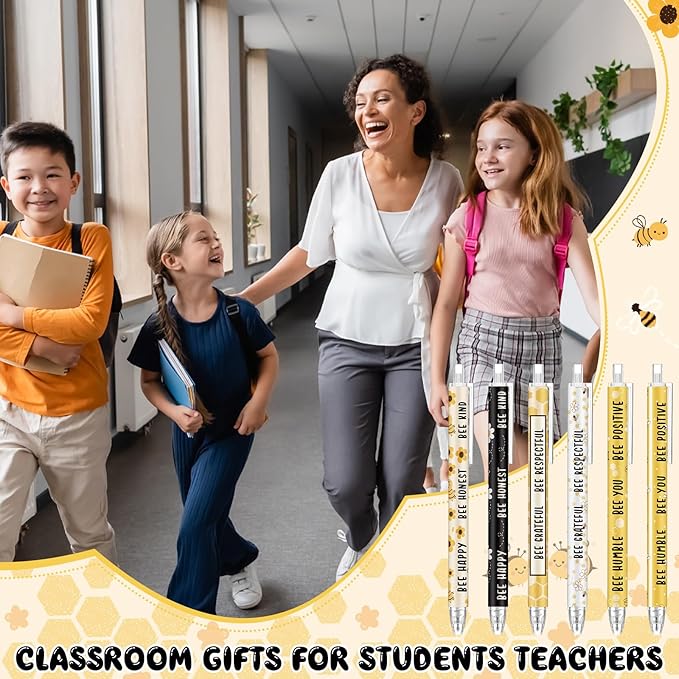 Jetec 30 Pcs Bee Pens Gifts Inspirational Cute Ballpoint Pens Bulk Motivational Employee Appreciation Black Ink for Bee Lovers Thank You Gifts