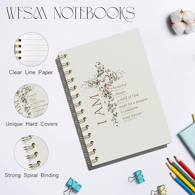 Inspirational Notebook - Christian Gifts, Daily Prayer Journal, Prayer Notebook, Spiral Bible Notebook, Christian Gifts Journal, Daily Prayer Journal, Christian Notebook for Women, 5.5x8.3 Inches