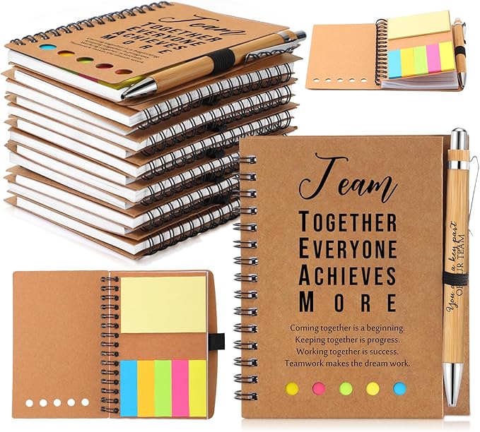 Jetec 50 Sets Bulk Employee Appreciation Gifts Bulk Inspirational Spiral Notebook with Note Ballpoint Pen Thank You Gifts for Volunteer Social Worker Nurse Staff Coworker Students (Team)