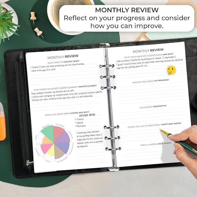 Clever Fox Weekly Planner Binder – Goal Setting Planner for Time Management & Weekly Tasks – Work & Life Organizer with to Do List & Habit Tracker – Undated, 7″ x 9″ Hardcover (Black)