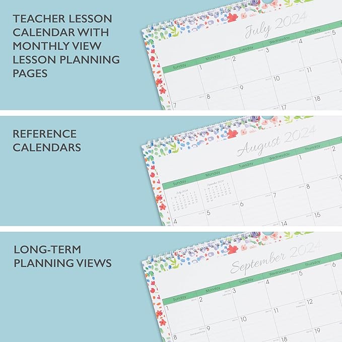Blue Sky 2024-2025 Academic Year Monthly Wall Calendar, 15' x 12', Wirebound, Ditsy Dapple Light (148669-A25)