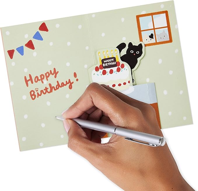 Hallmark Pop Up Birthday Card (Cat and Friend with Birthday Cake)