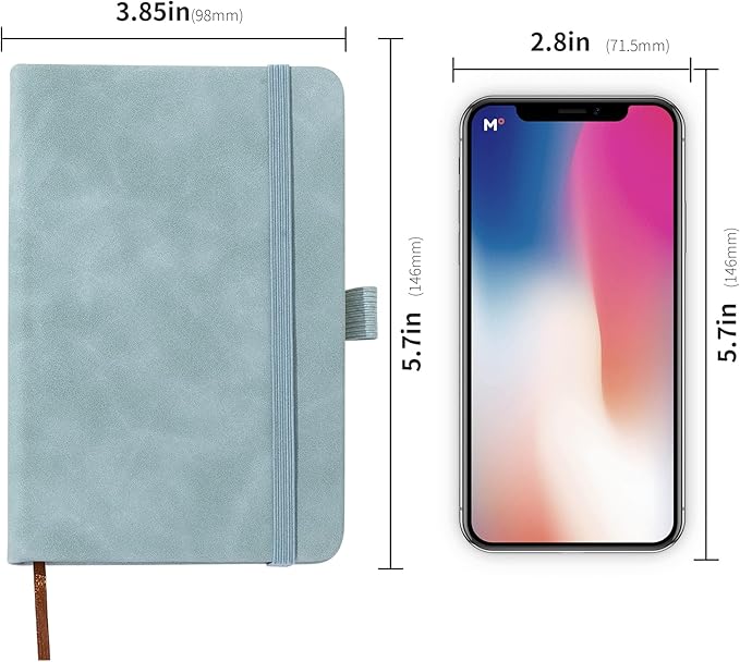 2Pack Pocket Notebook Small Notebook Journal Notebook 4 inches x 5.7 inches 200 Pages Leather Cover With Pen Holder Page Marker Ribbons(Blue)