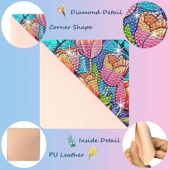 Diamond Art Painting Bookmarks,8Pcs DIY Cute Diamond Art Kits for Adults, Corner Bookmarks Small Crafts Kit for Women Book Lovers (Flower)