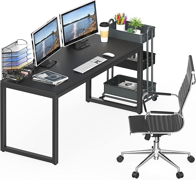 SHW 55-Inch Commercial-Grade Office Computer Desk, Black