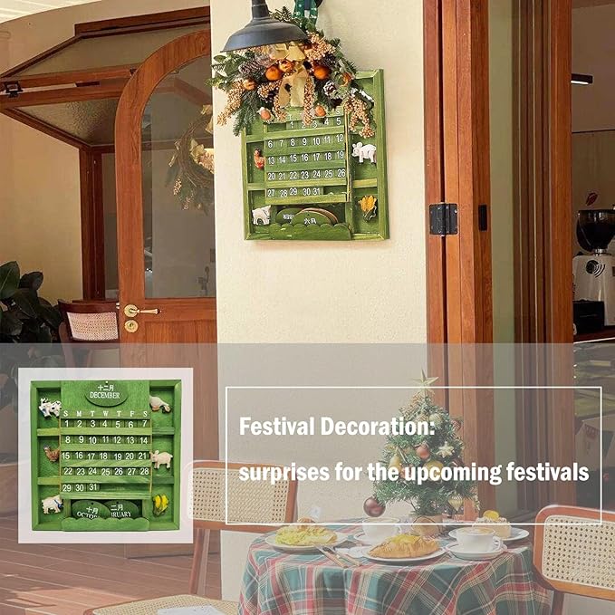 Wall Calendar 2025, Hanging Calendar Wooden Block Calendar for Wall Decoration Monthly Reusable Yearly Calendar for Home Office