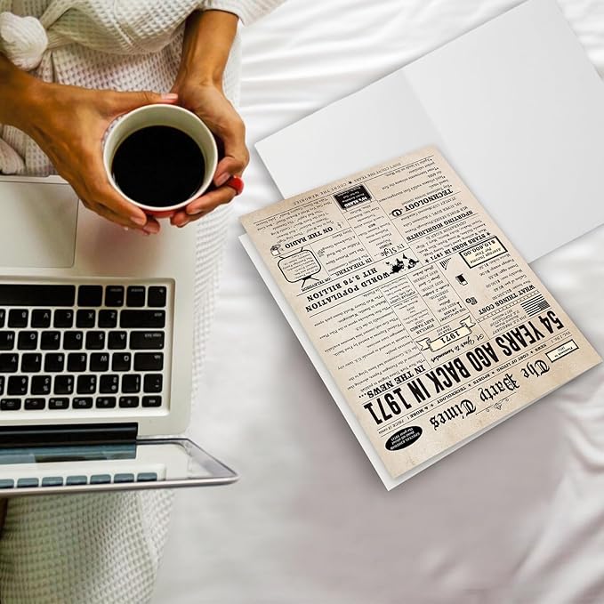 Funny 54th Birthday Card for Her Him, Retro 54th Birthday Decorations for Women Men Mom Dad, Large 54 Years Old Bday Gift Ideas