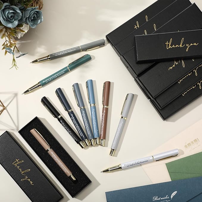 PerKoop 10 Set Thank You Gifts Inspirational Ballpoint Pens with Gift Boxes Bulk Appreciation Party Favors for Employee Coworker Staff Team Friends Office Supplies(Macaron,Reminder)