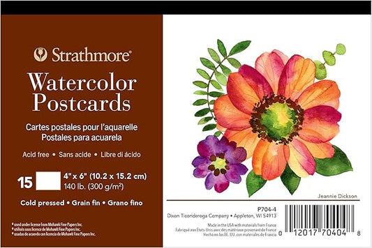 Strathmore Watercolor Postcard Pad, 4x6 inches, 15 Pack - Custom Greeting Cards for Weddings, Events, Birthdays