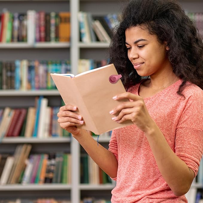 Personalized Leather Magnetic Bookmarks (1 Pack) Vintage Custom Engraved Initial ID Identification Book Marker Clip Gift for Book Lover Avid Readers (Letter W, Red)