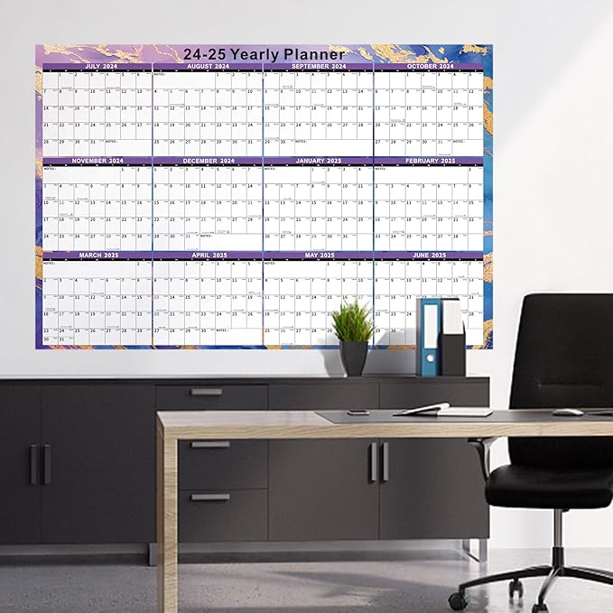 Ospelelf Large Dry Erase Calendar for Wall - 32'' x 48'' Yearly Calendar 2024-2026 Laminated Monthly Family Calendar for Office, Use July 2024 - June 2026