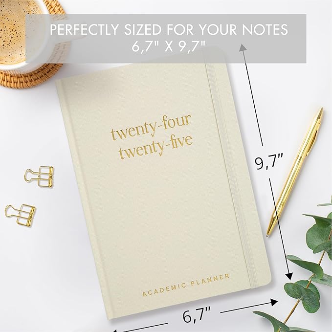 Beautiful 2024-2025 Academic Planner - A 6.7" x 9.7" Daily Planner for Women or Men with Weekly & Monthly Spreads For The 24-25 School Year - Runs From July 2024 - June 2025