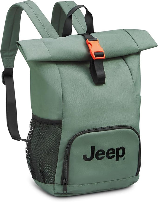 Jeep JS016D Rolltop Travel Backpack, Grey, 17" Laptop