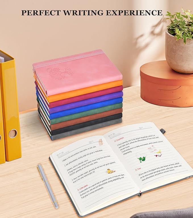 Lined Journal Notebook for Women and Men,Hardcover Leather Journaling Notebook for Writing, Travel, Business, Work and School,200 Pages A5 Notebook for Note Taking, Diary 5.9" × 8.5" - gery