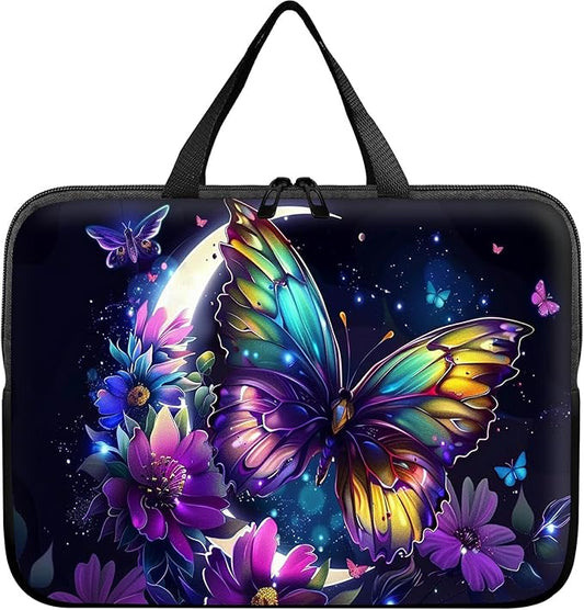 Laptop Sleeve Case Bag 15 inch, Color Moon Butterfly Slim Carrying Case Durable Handbag Travel Laptop Bag for 15 inch MacBook Air M3/M2/15 Pro/Surface Laptop 7/6/5/4/3/ Dell XPS 15 Plus
